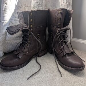 Ugg Brown Leather Combat Boots